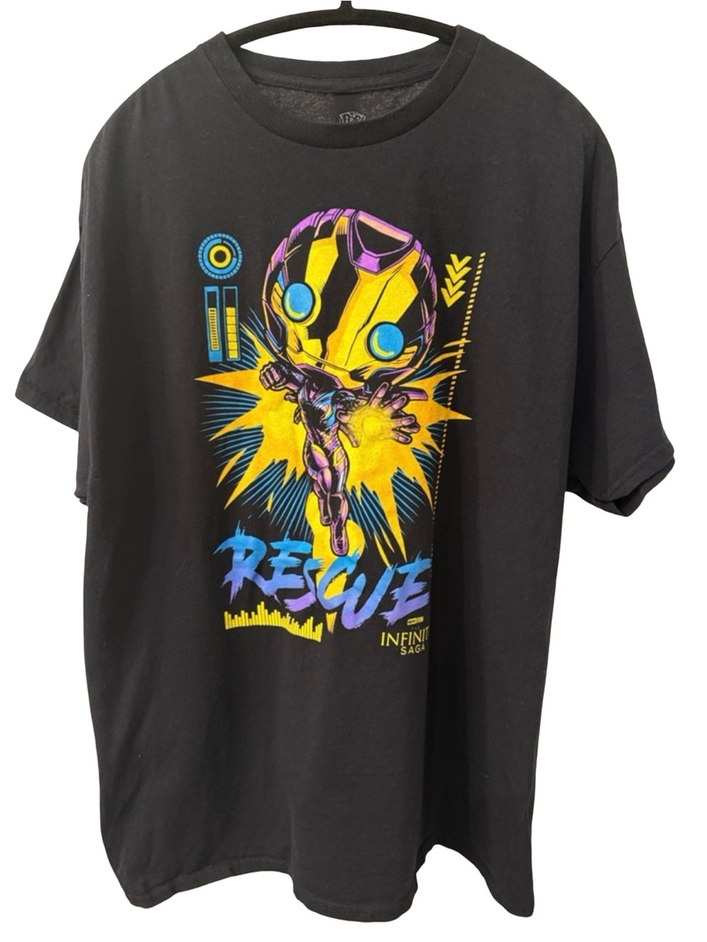 Marvel Rescue Iron Man Pop Tees XL Graphic T Shirt Black Infinity Saga Avengers